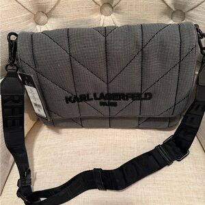 Karl Lagerfeld Black and Gray Messenger bag